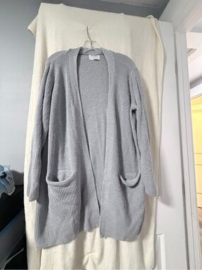Old Navy Light Gray Ribbed Open-Front Cardigan